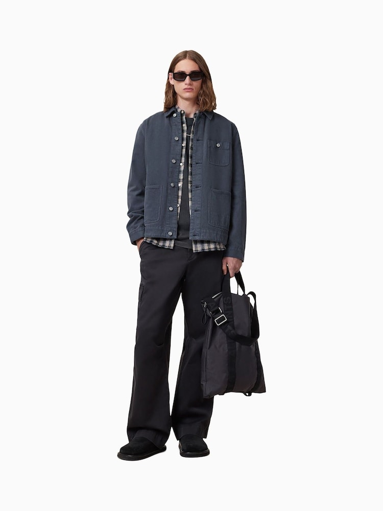 AllSaints Blue Eavis Chore 100% Cotton Jacket - Image 3 of 9