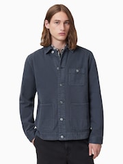 AllSaints Blue Eavis Chore 100% Cotton Jacket - Image 4 of 9
