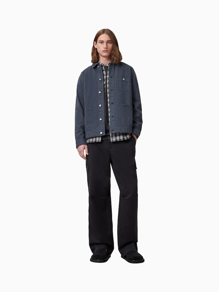 AllSaints Blue Eavis Chore 100% Cotton Jacket - Image 6 of 9