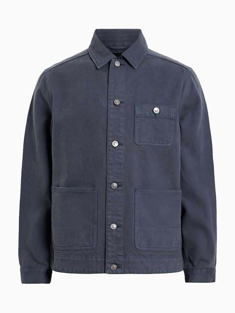 AllSaints Blue Eavis Chore 100% Cotton Jacket - Image 9 of 9