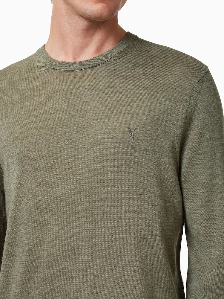 AllSaints Light Ash Green Mode Merino Crew Jumper - Image 2 of 8