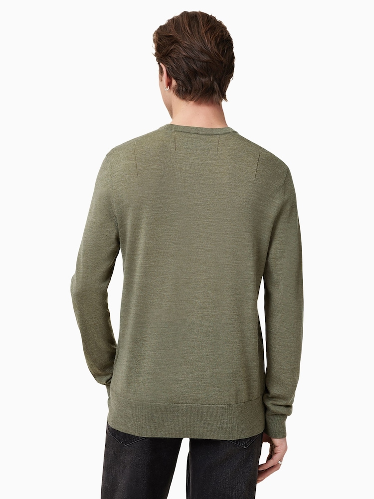 AllSaints Light Ash Green Mode Merino Crew Jumper - Image 7 of 8