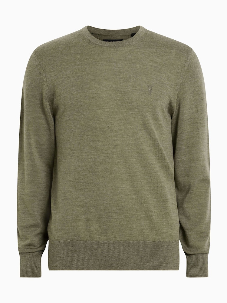 AllSaints Light Ash Green Mode Merino Crew Jumper - Image 8 of 8