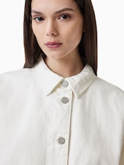 AllSaints White Hettie Fray 100% Cotton Shacket - Image 5 of 8