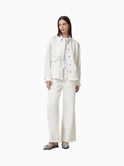 AllSaints White Hettie Fray 100% Cotton Shacket - Image 6 of 8