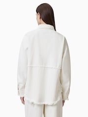 AllSaints White Hettie Fray 100% Cotton Shacket - Image 7 of 8