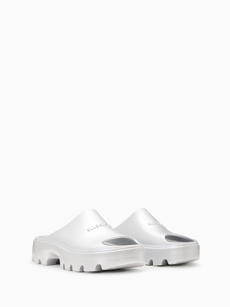 AllSaints Grey Eclipse Sliders - Image 3 of 5