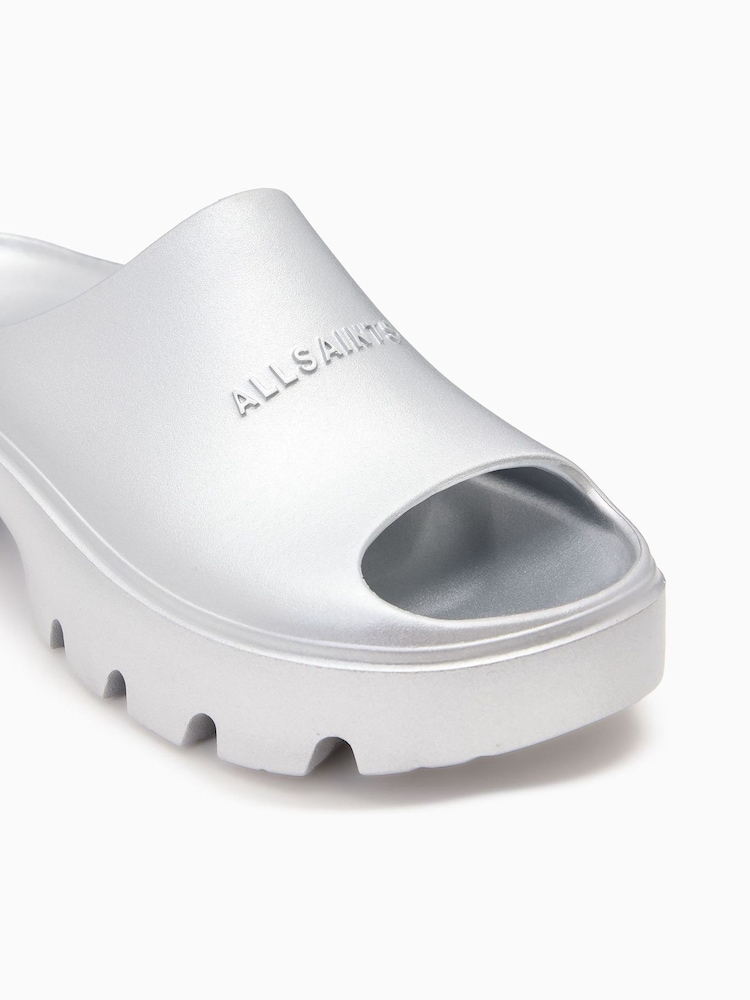 AllSaints Grey Eclipse Sliders - Image 4 of 5