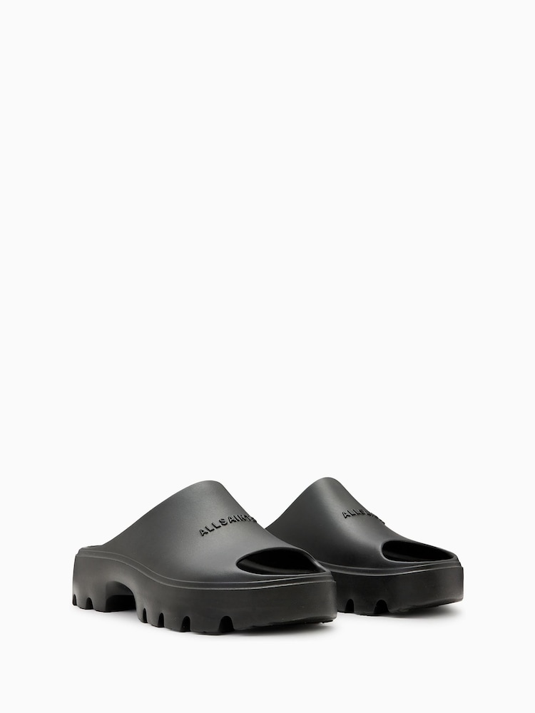 AllSaints Black Eclipse Sliders - Image 2 of 5