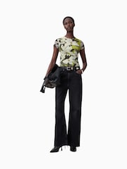 AllSaints Green Ellie Mesh T-Shirt - Image 3 of 8