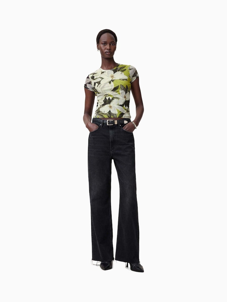 AllSaints Green Ellie Mesh T-Shirt - Image 5 of 8