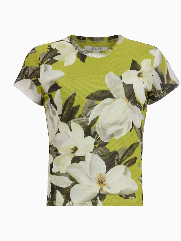 AllSaints Green Ellie Mesh T-Shirt - Image 8 of 8