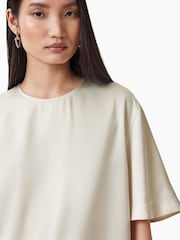 AllSaints White Amelie Satin T-Shirt - Image 2 of 8