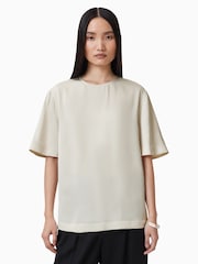 AllSaints White Amelie Satin T-Shirt - Image 3 of 8