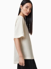 AllSaints White Amelie Satin T-Shirt - Image 4 of 8