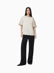 AllSaints White Amelie Satin T-Shirt - Image 5 of 8