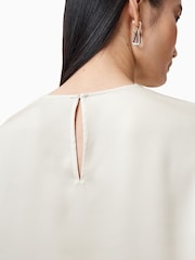 AllSaints White Amelie Satin T-Shirt - Image 6 of 8