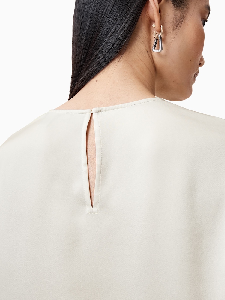 AllSaints White Amelie Satin T-Shirt - Image 6 of 8
