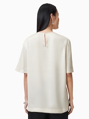 AllSaints White Amelie Satin T-Shirt - Image 7 of 8