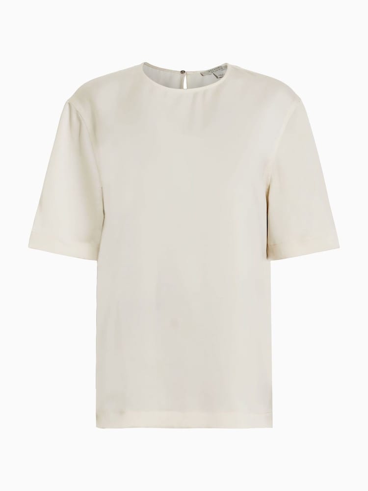 AllSaints White Amelie Satin T-Shirt - Image 8 of 8 AllSaints White Amelie Satin T-Shirt - Image 8 of 8