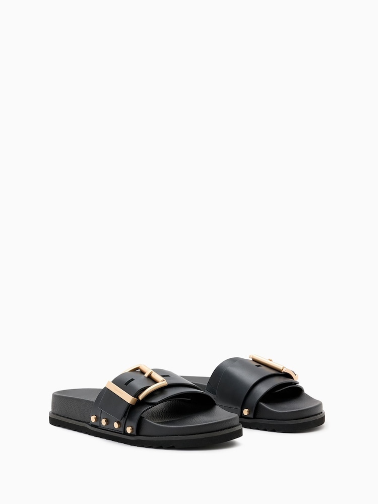 AllSaints Black Ellie Stud Sliders - Image 3 of 6