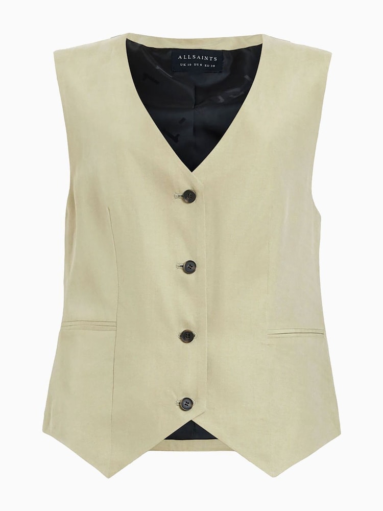 Зеленый - AllSaints Averie Ten Waistcoat - Изображение 7 из 7