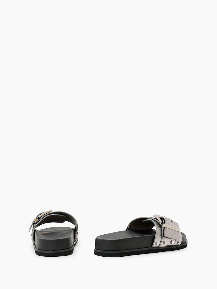 AllSaints Grey Ellie Stud Sliders - Image 5 of 7