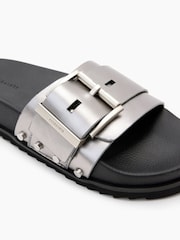AllSaints Grey Ellie Stud Sliders - Image 6 of 7