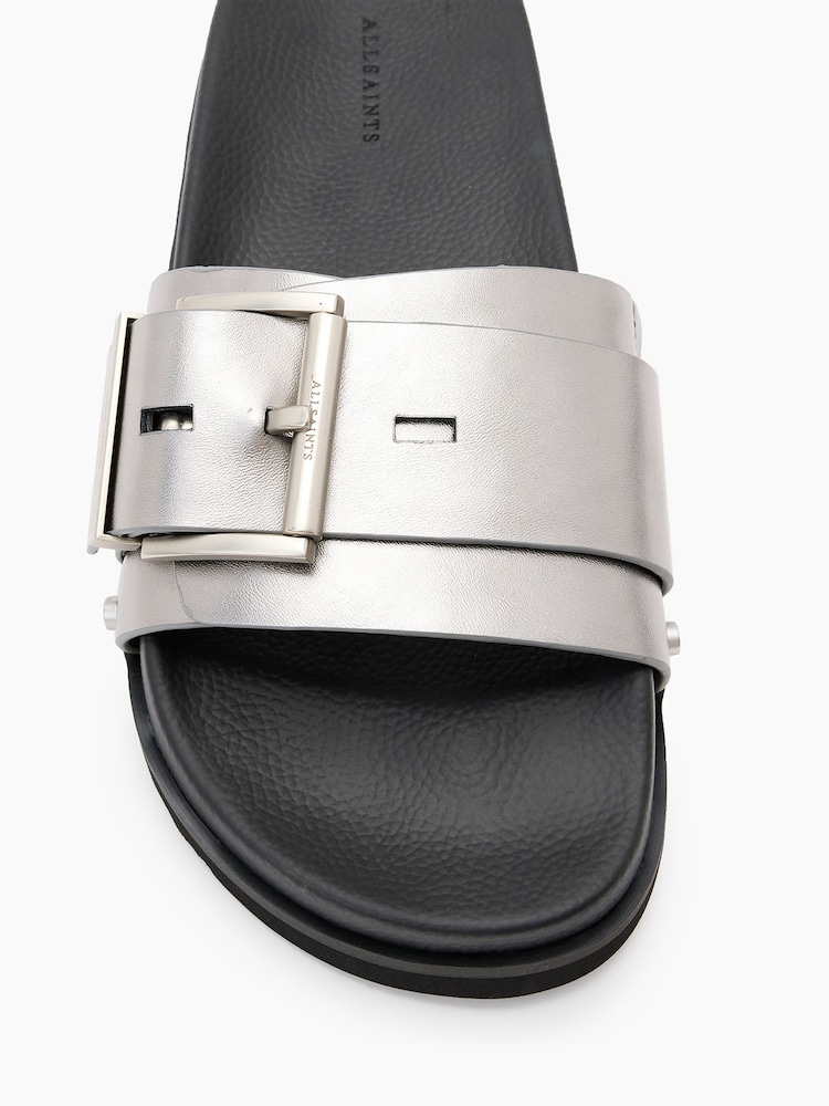 AllSaints Grey Ellie Stud Sliders - Image 7 of 7