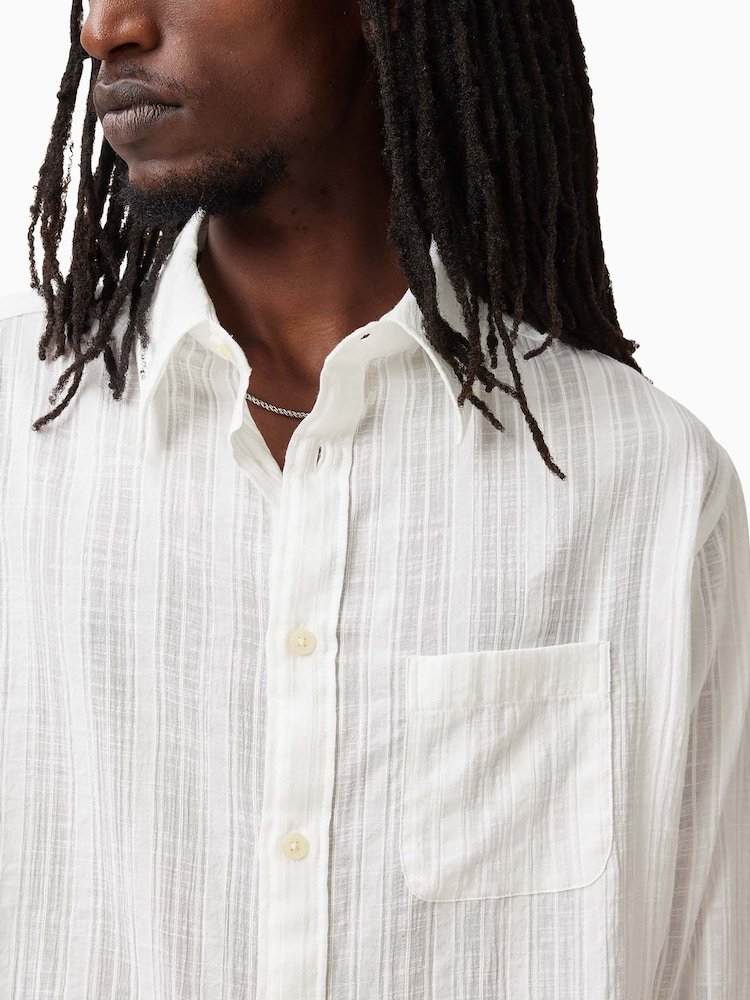 AllSaints White Karmi Long Sleeve 100% Cotton Shirt - Image 5 of 7