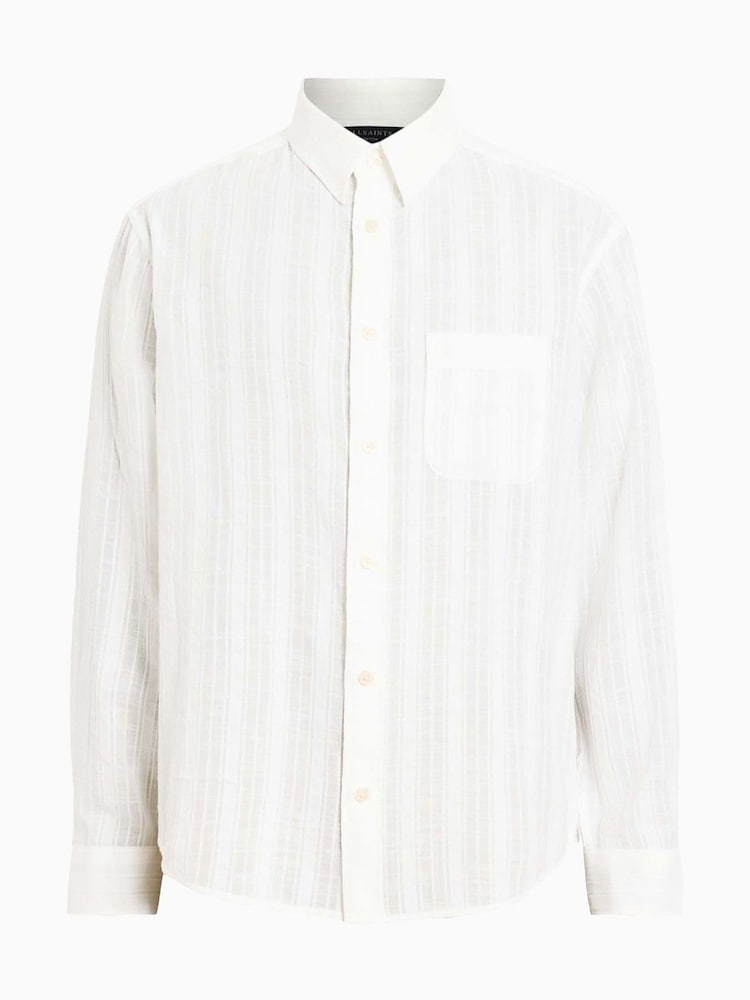 AllSaints White Karmi Long Sleeve 100% Cotton Shirt - Image 7 of 7