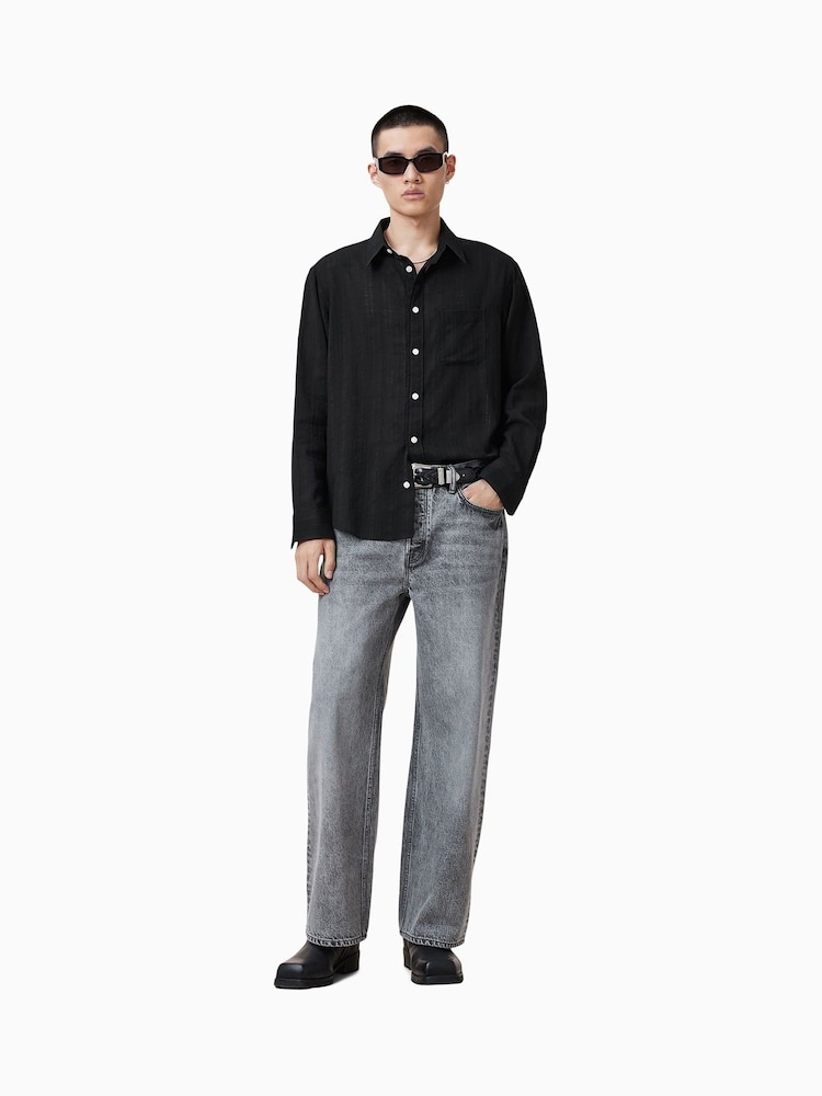 AllSaints Black Karmi Long Sleeve 100% Cotton Shirt - Image 3 of 8
