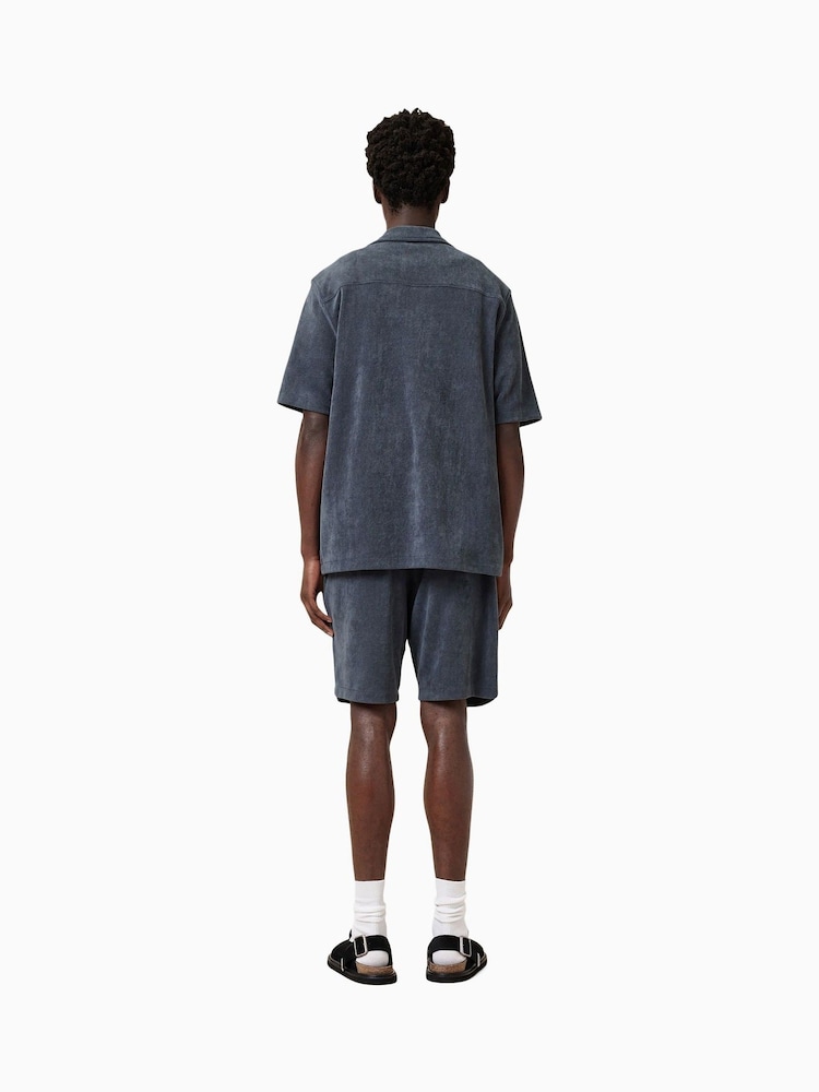 AllSaints Blue Felix Sweat Shorts - Image 6 of 7