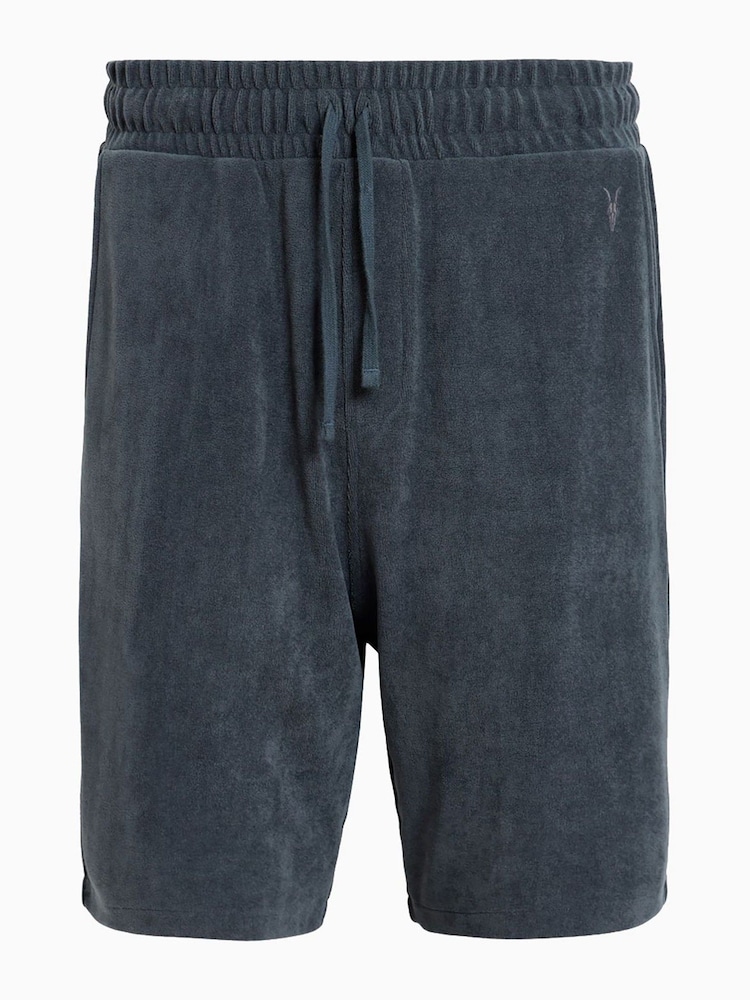 AllSaints Blue Felix Sweat Shorts - Image 7 of 7