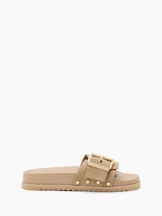 AllSaints Brown Ellie Stud Sliders - Image 1 of 5