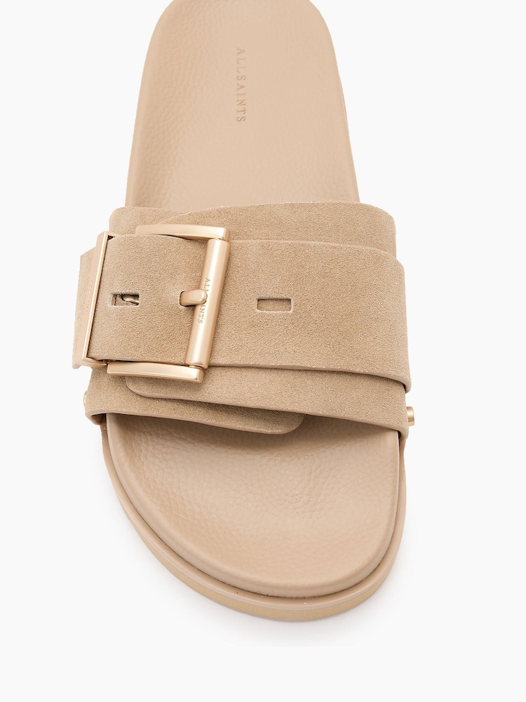 AllSaints Brown Ellie Stud Sliders - Image 2 of 5