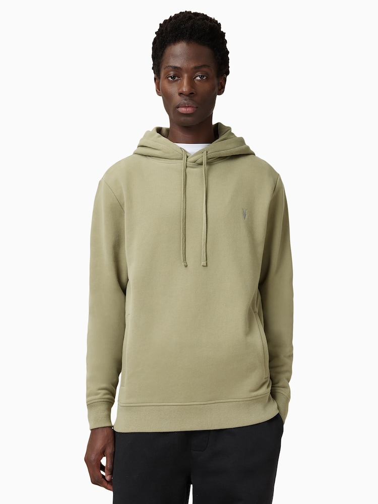 AllSaints Green 100% Organic Cotton Raven Oth Hoodie - Image 1 of 6