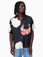 AllSaints Black Fleur Short Sleeve Shirt - Image 1 of 6