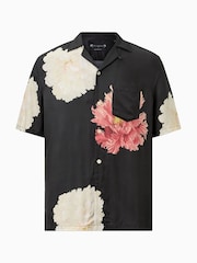 AllSaints Black Fleur Short Sleeve Shirt - Image 5 of 6