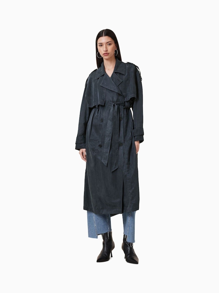 AllSaints Blue Linnie Trench Coat - Image 1 of 8