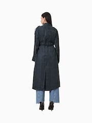 AllSaints Blue Linnie Trench Coat - Image 7 of 8