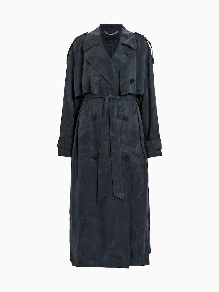 AllSaints Blue Linnie Trench Coat - Image 8 of 8