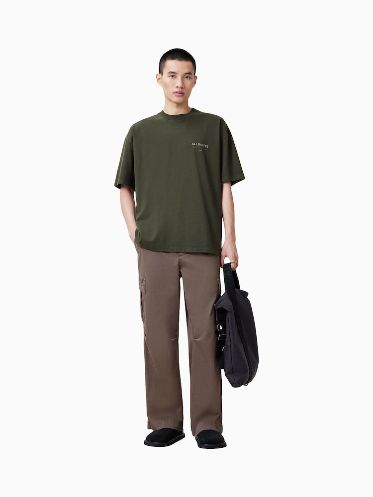 AllSaints Green 100% Organic Cotton Underground Crew Neck T-Shirt - Image 3 of 7