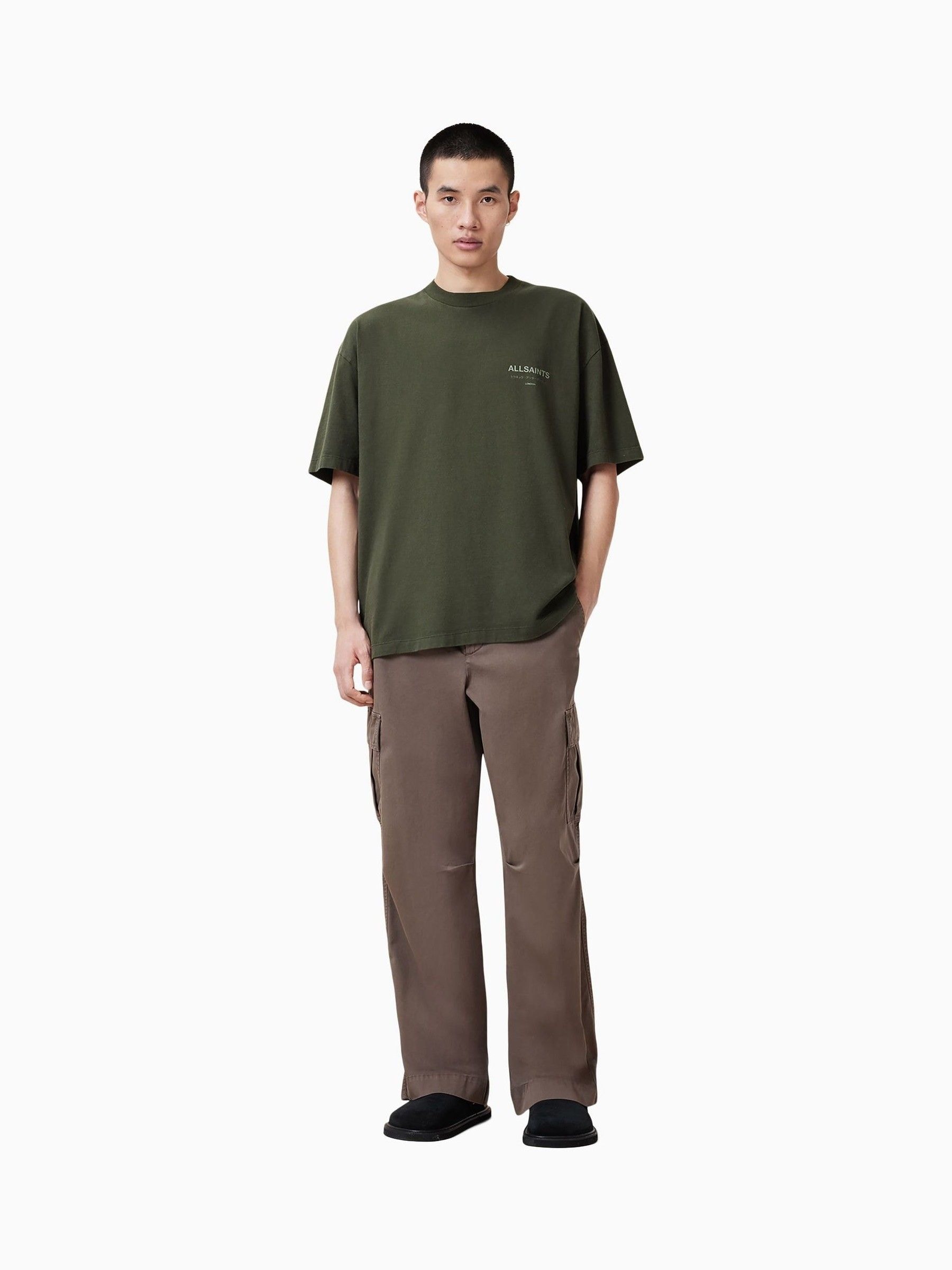 Buy AllSaints Green Underground Oversized Cotton Crew Neck T-Shirt