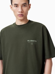 AllSaints Green 100% Organic Cotton Underground Crew Neck T-Shirt - Image 4 of 7