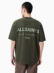AllSaints Green 100% Organic Cotton Underground Crew Neck T-Shirt - Image 6 of 7