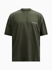 AllSaints Green 100% Organic Cotton Underground Crew Neck T-Shirt - Image 7 of 7