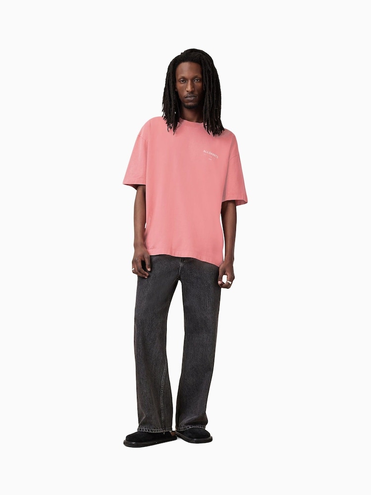 AllSaints Pink 100% Organic Cotton Underground Crew Neck T-Shirt - Image 5 of 7