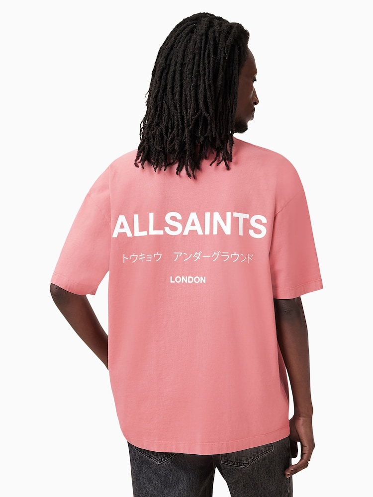AllSaints Pink 100% Organic Cotton Underground Crew Neck T-Shirt - Image 6 of 7