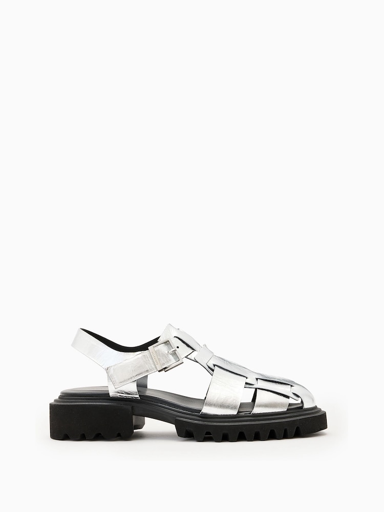 AllSaints Grey Tess Sandals - Image 1 of 5